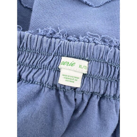 Aerie Women's XL Blue Pull-On Terry Cloth Weekend Ruffle Tiered Mini Skirt - Picture 7 of 9